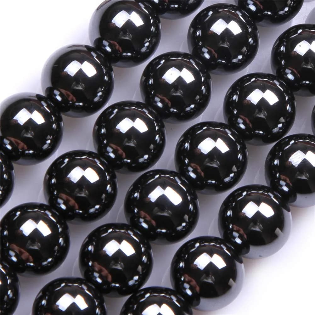 GEM-INSIDE Multicolor Hematite Gemstone Loose Beads Round Energy Stone Power Beads 6mm (0.24 inch) | For Jewelry Making — Black / 14mm