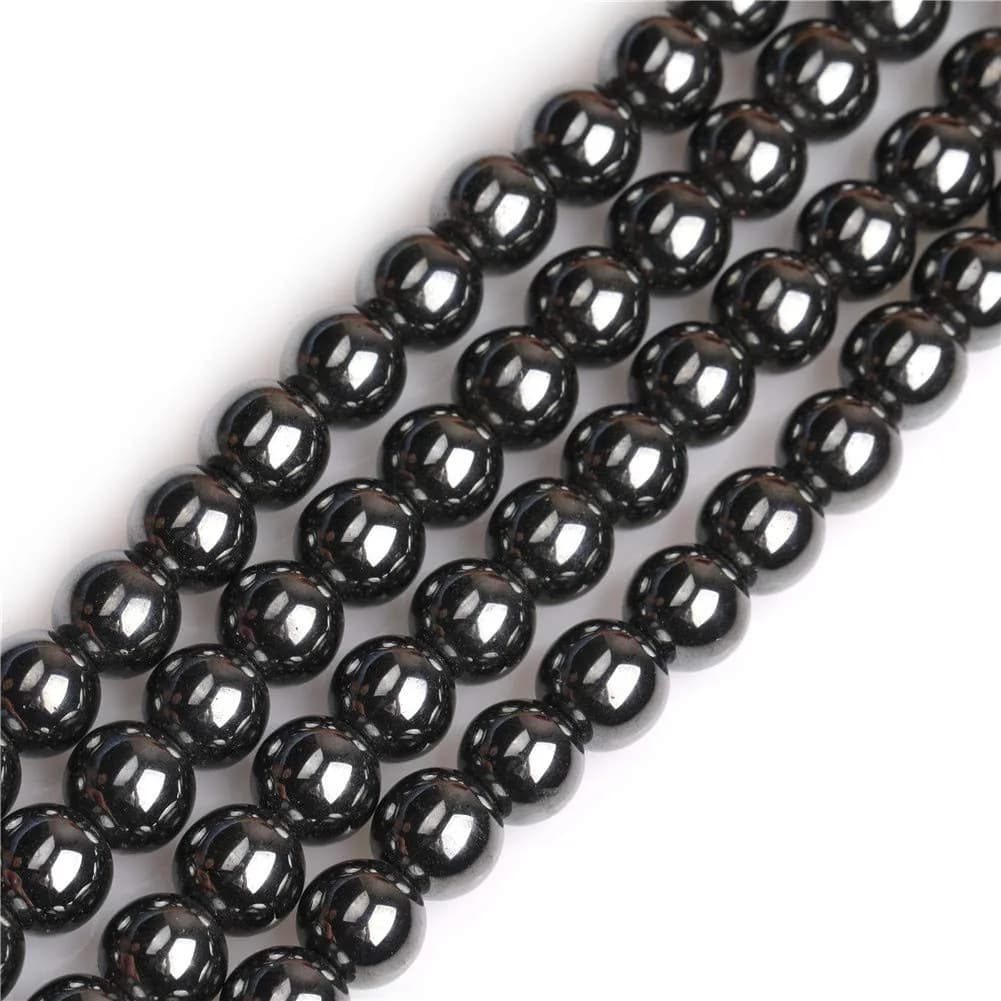 GEM-INSIDE Natural Black Hematite Gemstone Beads 10mm (0.39 inch) | Non-Magnetic Round Energy Stone Beads for Jewelry Making - main product image