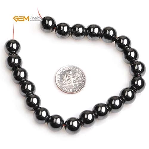 GEM-INSIDE Natural Black Hematite Gemstone Beads 10mm (0.39 inch) | Non-Magnetic Round Energy Stone Beads for Jewelry Making thumbnail 5