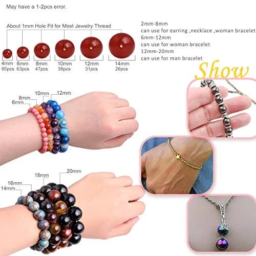 GEM-INSIDE Natural Black Hematite Gemstone Beads 10mm (0.39 inch) | Non-Magnetic Round Energy Stone Beads for Jewelry Making thumbnail 6