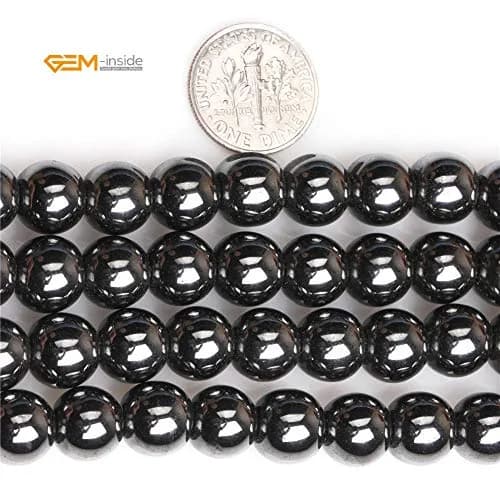 GEM-INSIDE Natural Black Hematite Gemstone Beads 10mm (0.39 inch) | Non-Magnetic Round Energy Stone Beads for Jewelry Making thumbnail 2