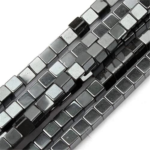 GEM-INSIDE CREATE YOUR OWN FASHION 4mm Square Black Hematite Beads | Non-Magnetic Jewelry Loose Beads 15 Inches thumbnail 1