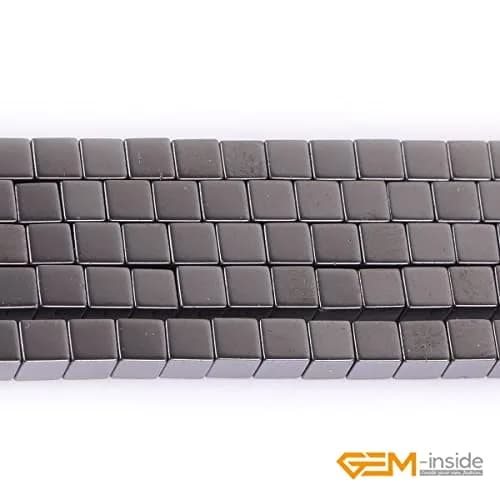 GEM-INSIDE CREATE YOUR OWN FASHION 4mm Square Black Hematite Beads | Non-Magnetic Jewelry Loose Beads 15 Inches thumbnail 5