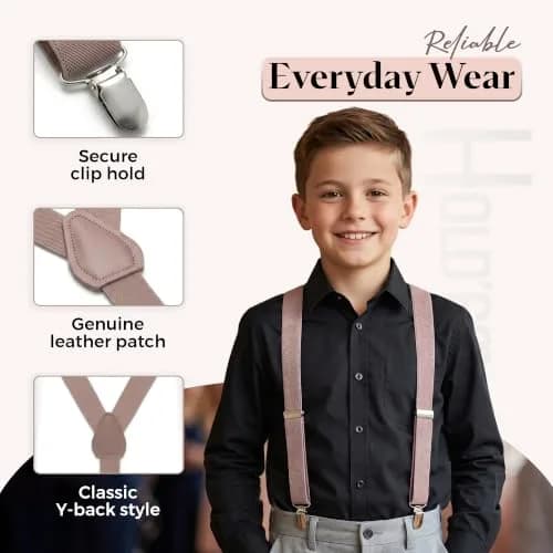 HOLD'EM Suspenders for Kids - 1 Inch Suspender Perfect for Tuxedo- Lemon Yellow (22") | Durable Elastic & Leather thumbnail 3