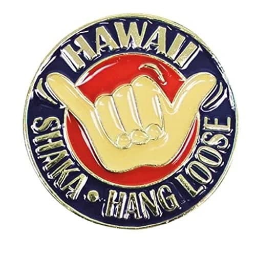 The Islander Group Hawaiian Lapel or Hat Pin Shaka Red, Blue | Unisex Hawaiian Souvenir Pin, 1 Inch thumbnail 1