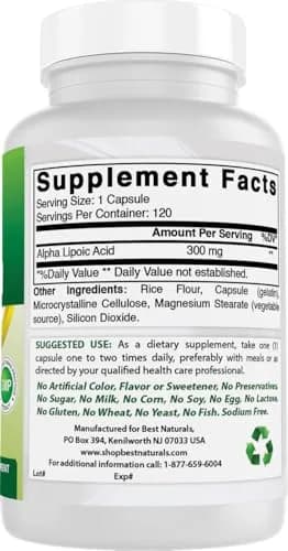 Best Naturals Alpha Lipoic Acid 300 mg 120 Capsules | Antioxidant Support for Adults thumbnail 5