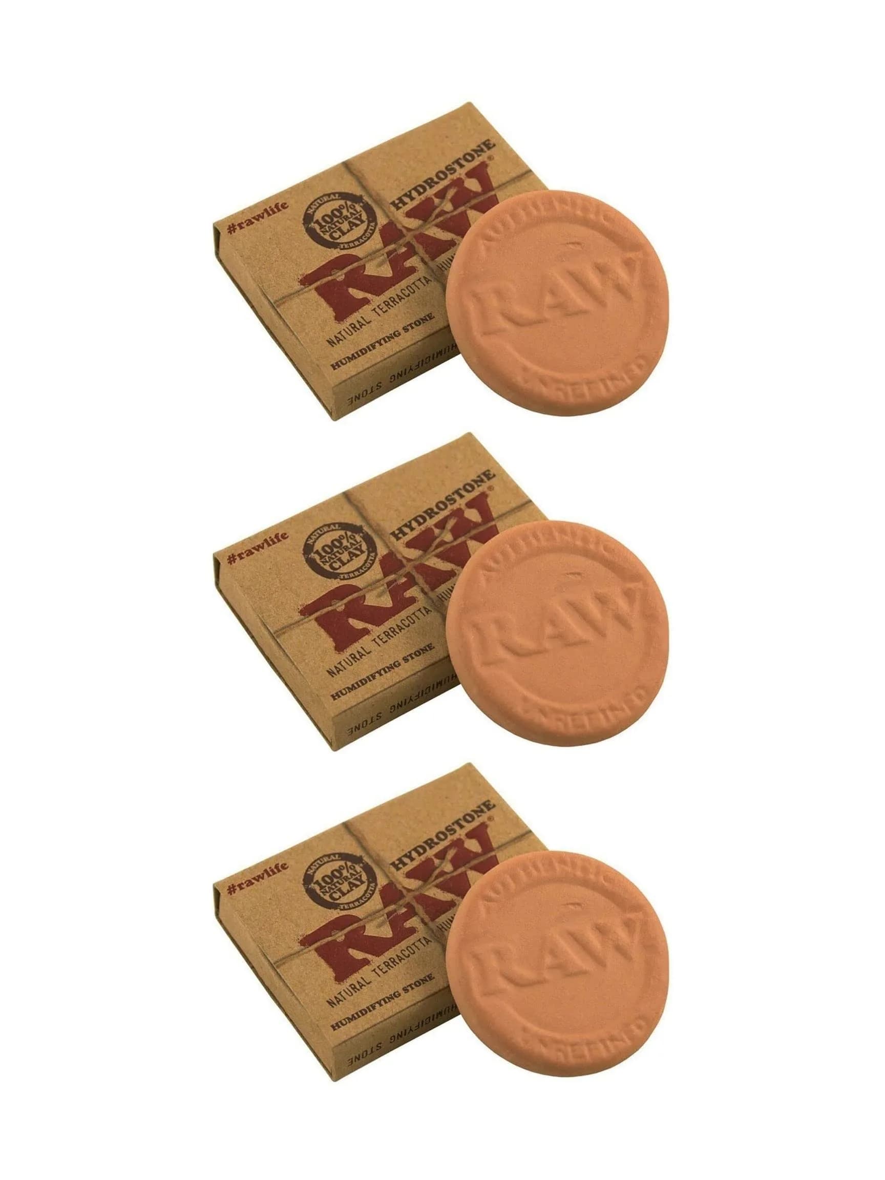 RAW Hydrostone Terracotta Humidifying Stone (3 Pack) | Reusable, Natural Clay for Tobacco & Herbs - main product image