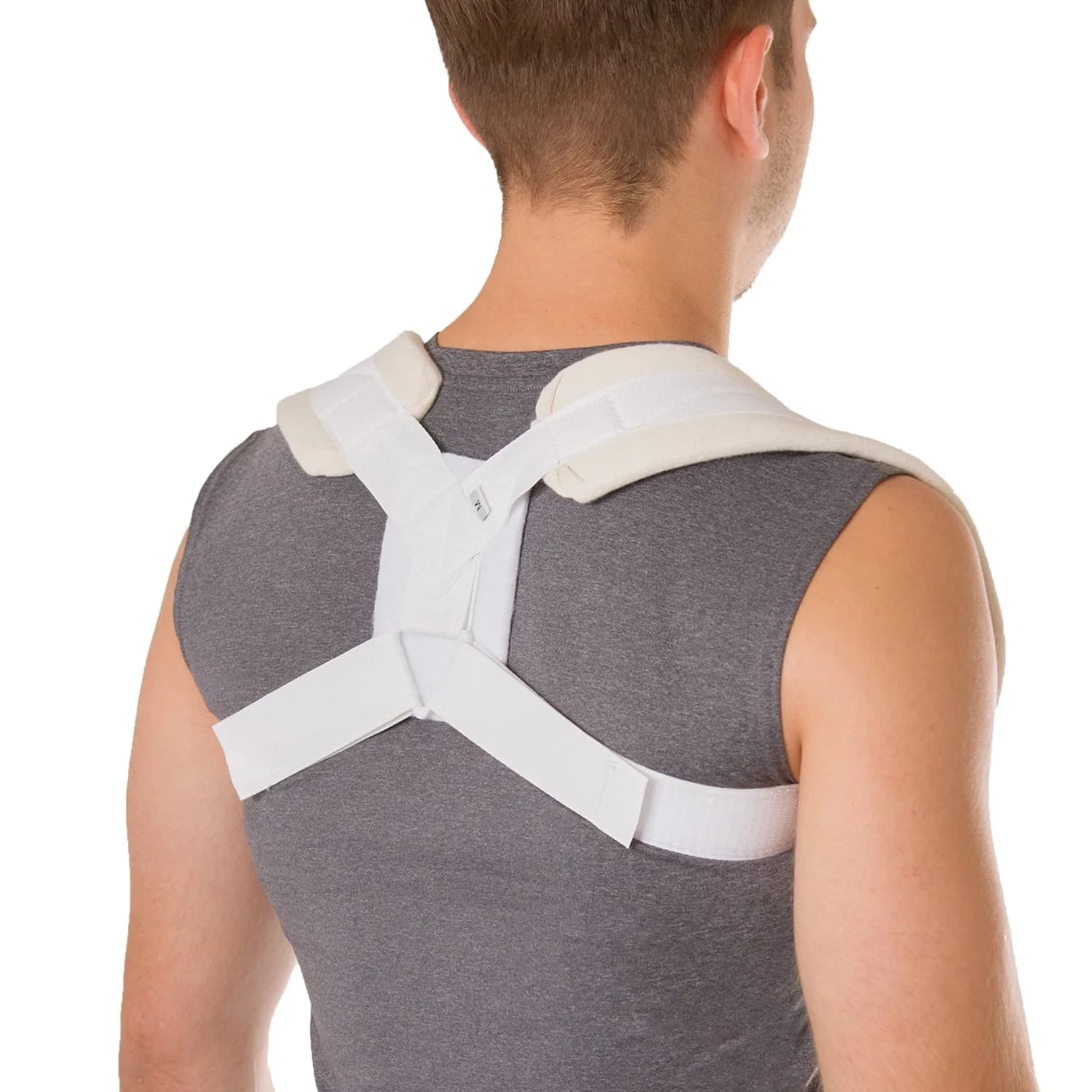 BraceAbility Clavicle Support Brace - Figure 8 Upper Back Brace Posture Corrector for Women and Men, Shoulder Straightener, Kyphosis Relief, Sling for Injuries and Fractures (Large, 24-48 inch Chest) - main product image