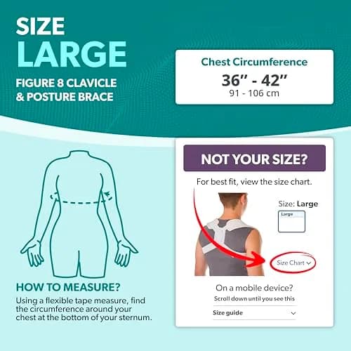 BraceAbility Clavicle Support Brace - Figure 8 Upper Back Brace Posture Corrector for Women and Men, Shoulder Straightener, Kyphosis Relief, Sling for Injuries and Fractures (Large, 24-48 inch Chest) thumbnail 2