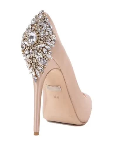 Badgley Mischka Kiara Platform Pump, White, 8.5 M US | Elegant open toe evening footwear thumbnail 16