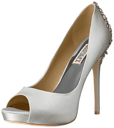 Badgley Mischka Kiara Platform Pump, White, US 10 | Elegant Rhinestone Accents thumbnail 1