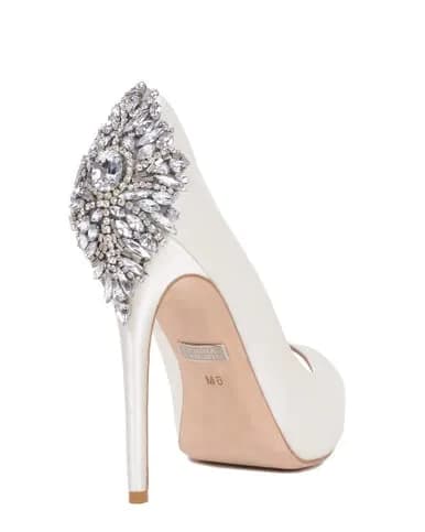 Badgley Mischka Kiara Platform Pump, White, US 10 | Elegant Rhinestone Accents thumbnail 8