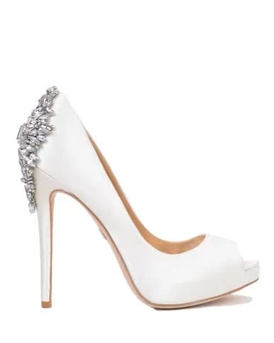 Badgley Mischka Kiara Platform Pump, White, US 10 | Elegant Rhinestone Accents thumbnail 6