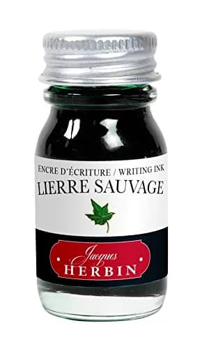 Jacques Herbin Fountain Pen Ink - Lierre Sauvage Green 10ml (0.3 fl oz) | Smooth Flow, Fast Drying thumbnail 1