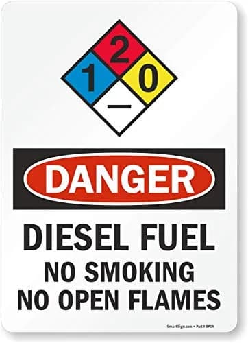 SmartSign Danger Diesel Fuel No Smoking No Open Flames NFPA Label 14" x 10" Laminated Vinyl thumbnail 1