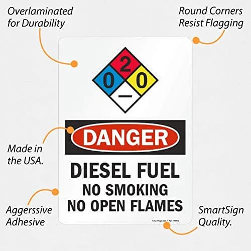SmartSign Danger Diesel Fuel No Smoking No Open Flames NFPA Label 35cm x 25cm | Safety Warning Sign for Industrial Use thumbnail 2