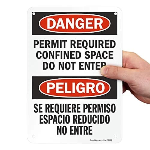 SmartSign Danger - Permit Required Confined Space Sign | Aluminum 7" x 10" OSHA Compliant thumbnail 1