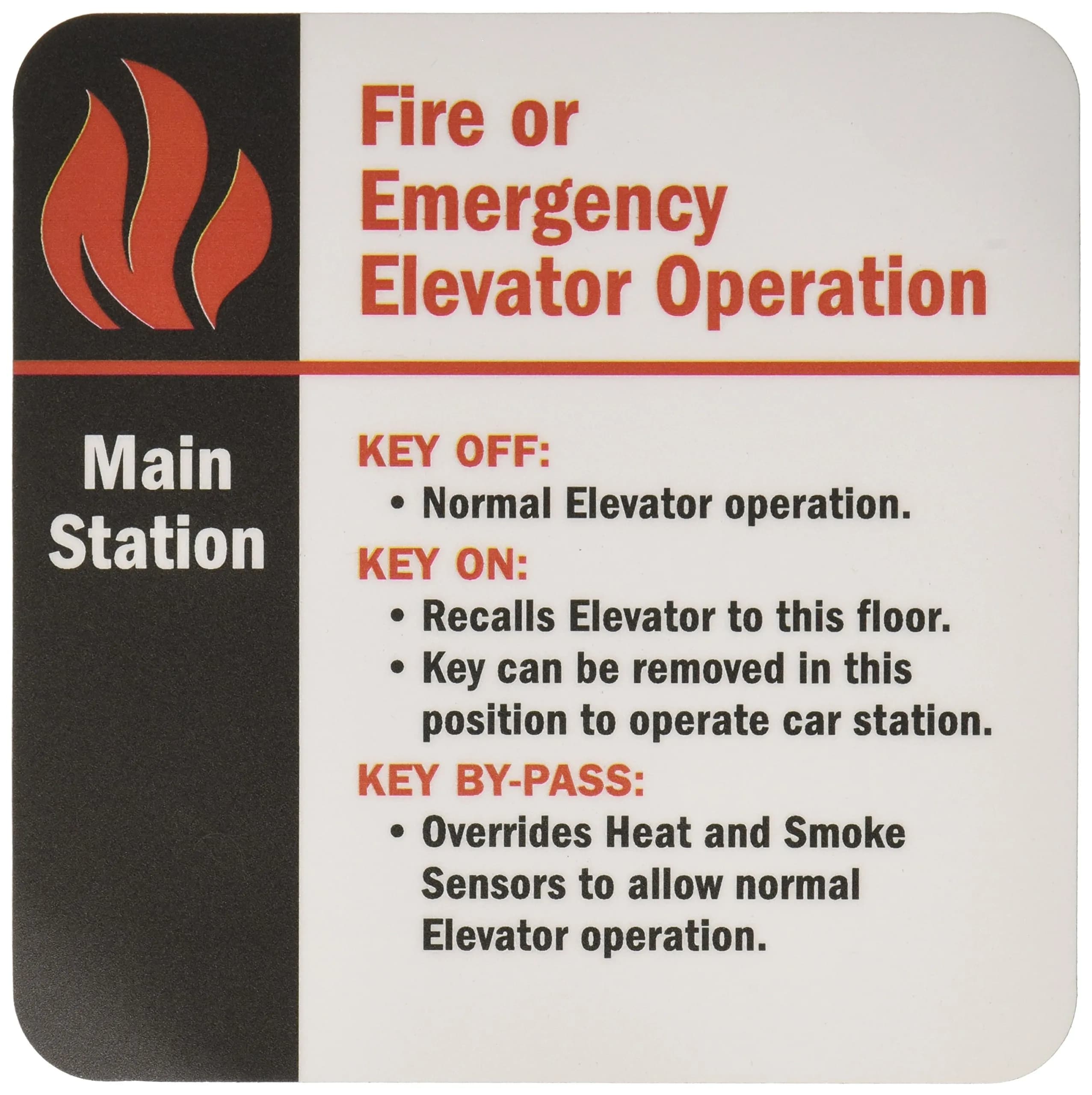 SmartSign Fire or Emergency Elevator Operation Velvet Lexan Label 15.2cm x 15.2cm (6" x 6") | Safety Supply for Indian Workplaces - main product image