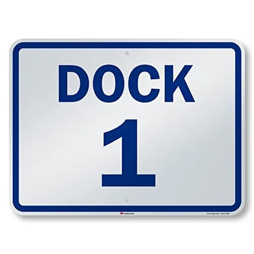 SmartSign Dock 1 Sign 18" x 24" Aluminum Reflective Blue on White | Durable & Easy to Install thumbnail 1