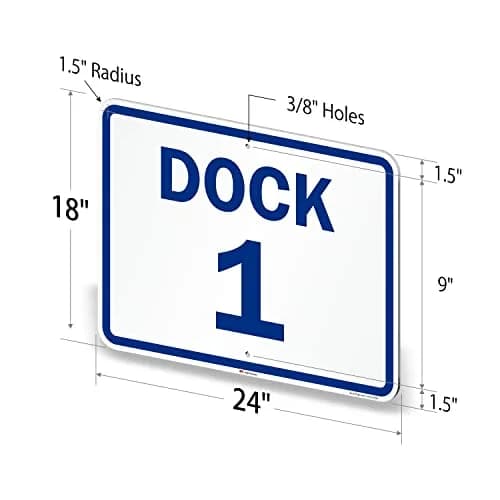 SmartSign Dock 1 Sign 18" x 24" Aluminum Reflective Blue on White | Durable & Easy to Install thumbnail 6