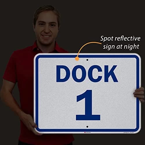 SmartSign Dock 1 Sign 18" x 24" Aluminum Reflective Blue on White | Durable & Easy to Install thumbnail 8