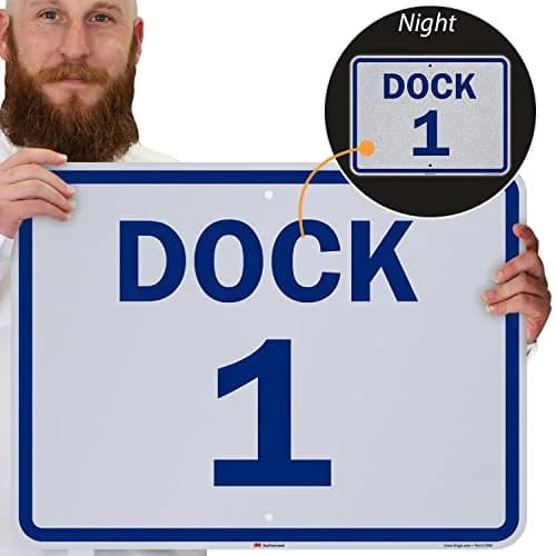 SmartSign Dock 1 Sign 18" x 24" Aluminum Reflective Blue on White | Durable & Easy to Install thumbnail 2