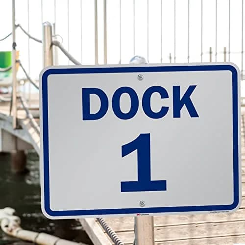 SmartSign Dock 1 Sign 18" x 24" Aluminum Reflective Blue on White | Durable & Easy to Install thumbnail 3