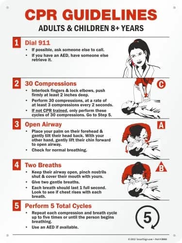 SmartSign CPR Guidelines - Adults & Children 8+ Years Sign | 18" x 24" Aluminum thumbnail 1