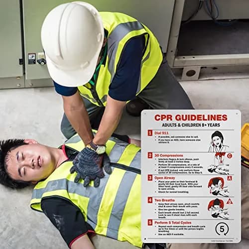 SmartSign CPR Guidelines - Adults & Children 8+ Years Sign | 18" x 24" Aluminum thumbnail 3
