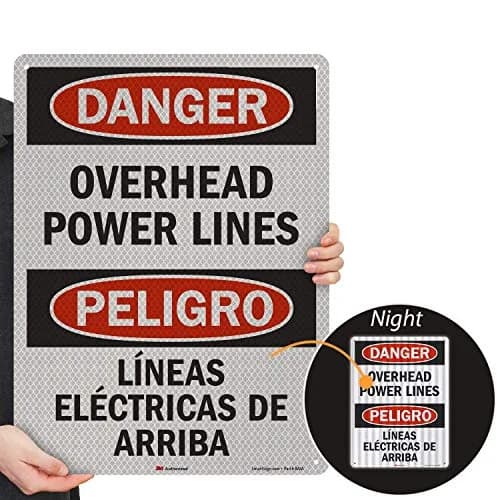 SmartSign Danger - Overhead Power Lines Sign | 18" x 24" Reflective Aluminum thumbnail 1