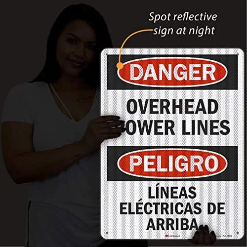 SmartSign Danger - Overhead Power Lines Sign | 18" x 24" Reflective Aluminum thumbnail 2