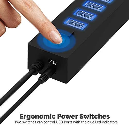 SABRENT 13-Port USB 2.0 Data Hub, Powered, 2 Switches | 13 Ports, High-Speed Data, Daisy-Chain Expandability thumbnail 6