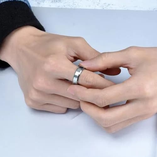 King Will Silver Tungsten Wedding Band 6mm (0.24 inches) | Modern Men's Ring for Engagement & Anniversary thumbnail 4
