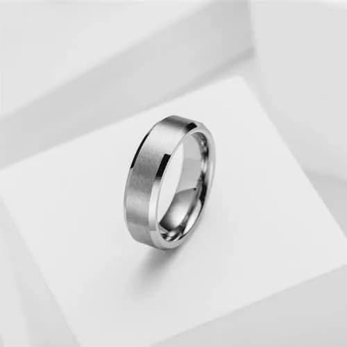 King Will Silver Men's Tungsten Wedding Band 6mm (Size 7) | Modern Style, Brushed Finish thumbnail 2