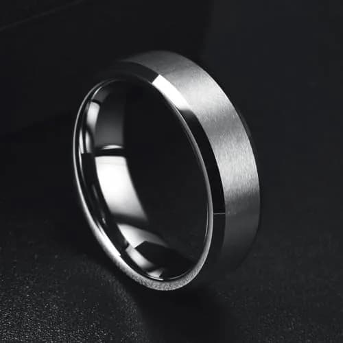 King Will Silver Men's Tungsten Wedding Band 6mm (Size 7) | Modern Style, Brushed Finish thumbnail 3