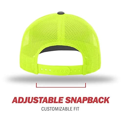 R RICHARDSON Unisex 112 Trucker Cap Charcoal/Neon Yellow | Adjustable Snapback Baseball Hat thumbnail 4