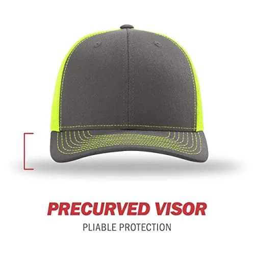 R RICHARDSON Unisex 112 Trucker Cap Charcoal/Neon Yellow | Adjustable Snapback Baseball Hat thumbnail 2