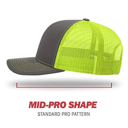 R RICHARDSON Unisex 112 Trucker Cap Charcoal/Neon Yellow | Adjustable Snapback Baseball Hat thumbnail 3