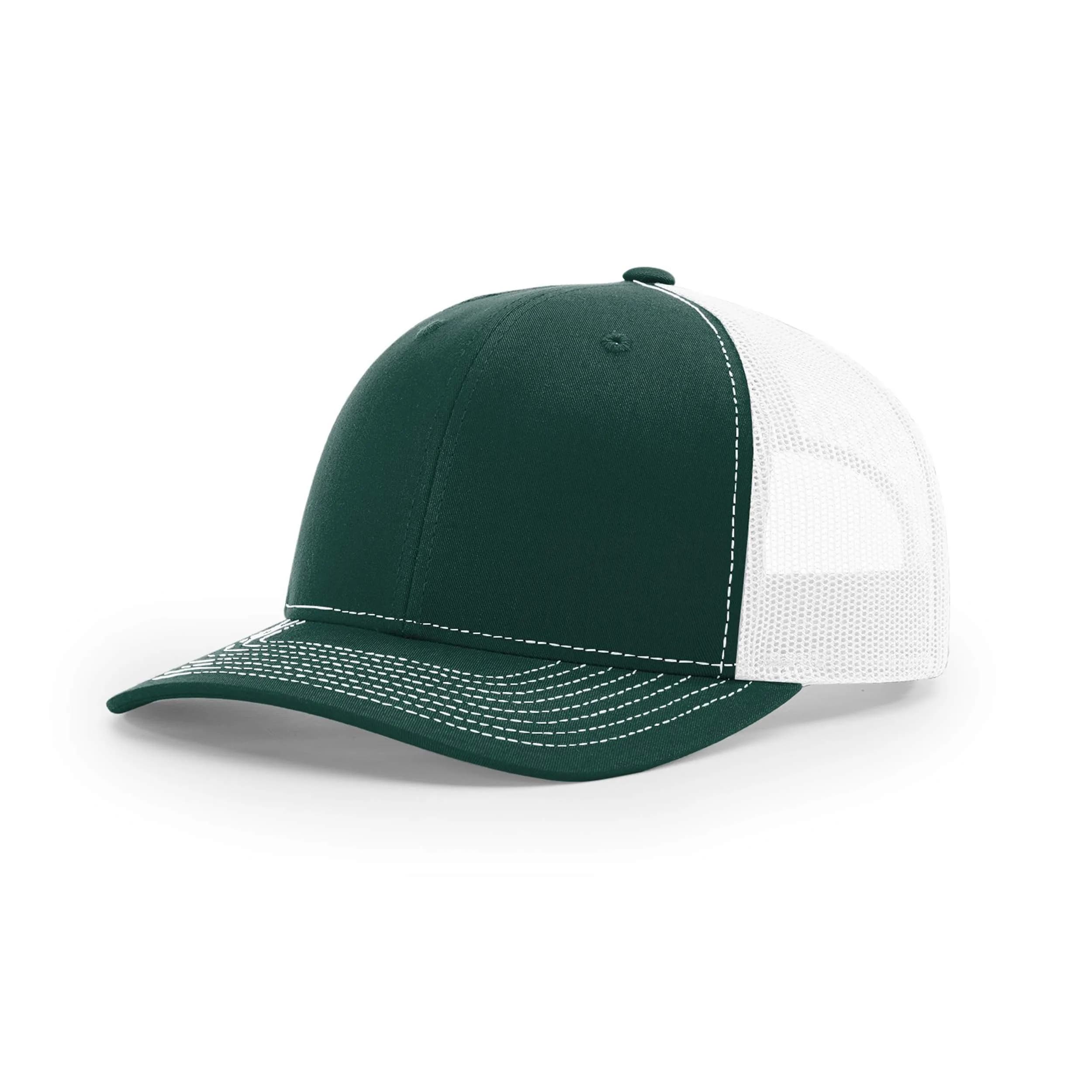 R RICHARDSON Unisex 112 Trucker Cap Heather Grey/Black | Adjustable Snapback Baseball Hat — Dark Green/White / One Size