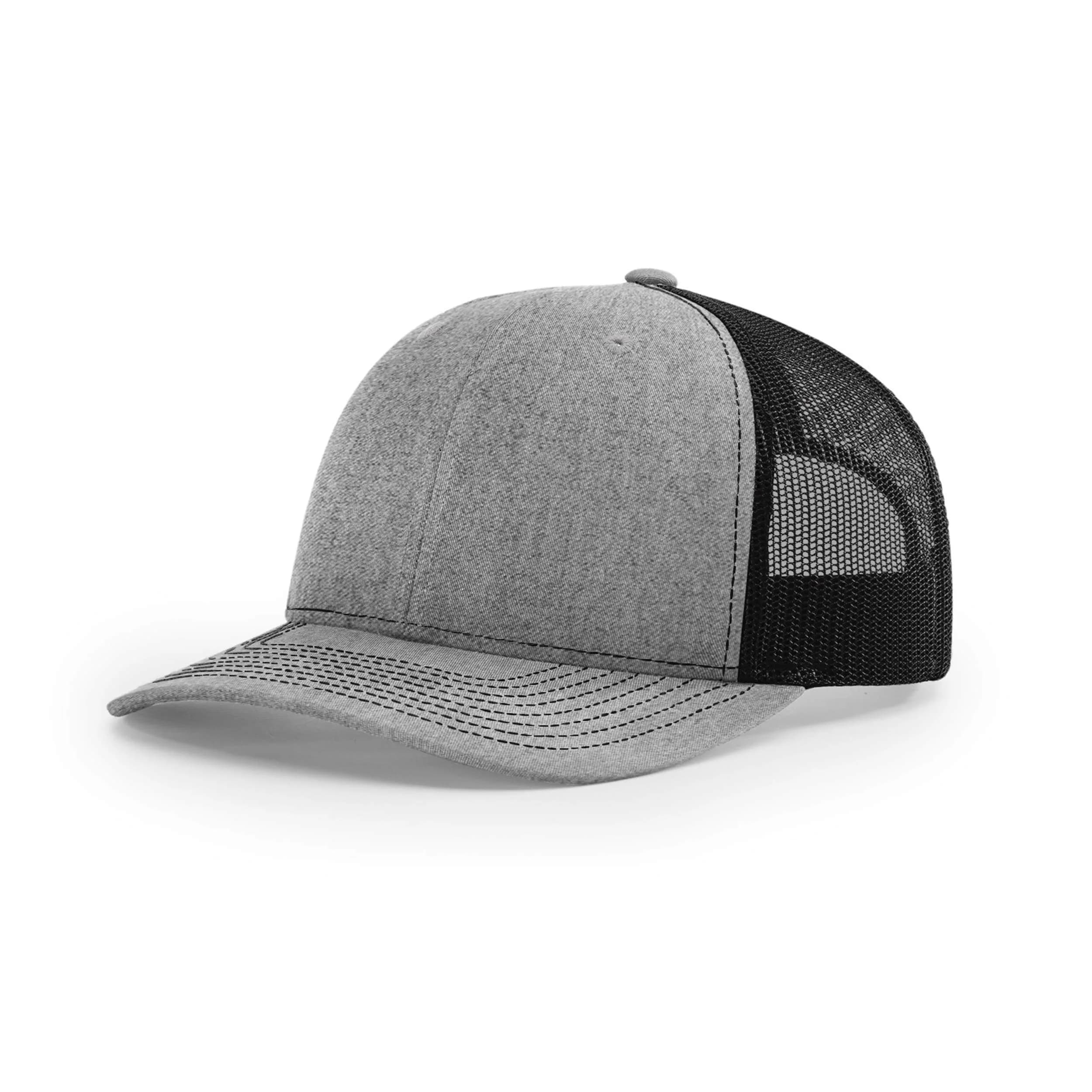 R RICHARDSON Unisex 112 Trucker Cap Heather Grey/Black | Adjustable Snapback Baseball Hat - main product image