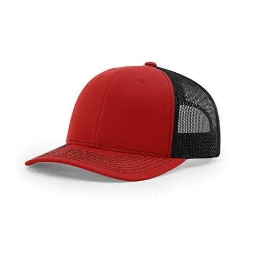 Richardson Unisex 112 Trucker Adjustable Snapback Baseball Cap, Split Red/Black, One Size Fits Most thumbnail 1