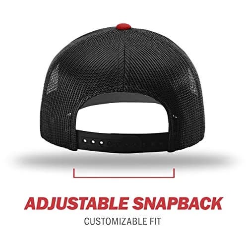 Richardson Unisex 112 Trucker Adjustable Snapback Baseball Cap, Split Red/Black, One Size Fits Most thumbnail 4