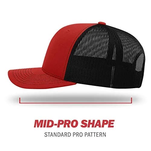 Richardson Unisex 112 Trucker Adjustable Snapback Baseball Cap, Split Red/Black, One Size Fits Most thumbnail 3