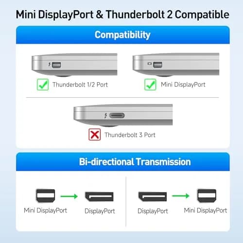Cable Matters 8K Mini DisplayPort to DisplayPort 1.4 Adapter | 7680x4320 @ 60Hz, Thunderbolt 2 Compatible thumbnail 6