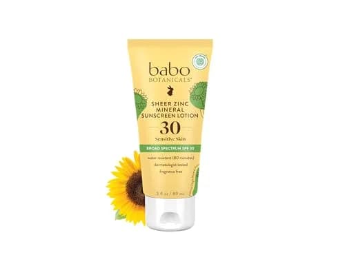 Babo Botanicals Unscented SPF 30 Mineral Sunscreen Lotion 88ml (3 Fl Oz) | Gentle Hydrating Formula for Sensitive Skin thumbnail 1