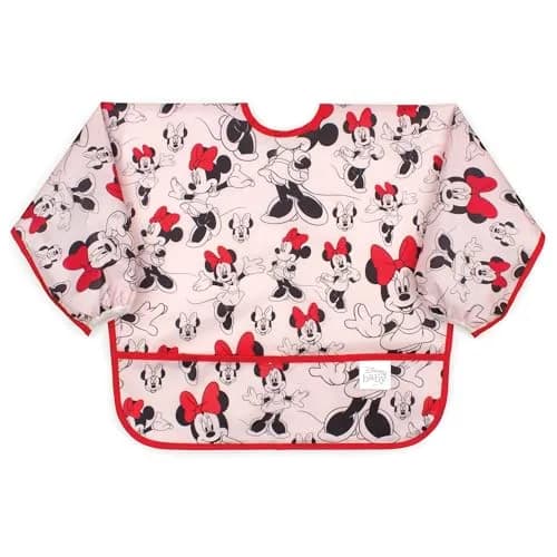 Bumkins Disney Minnie Mouse Classic Long Sleeve Bib 6-24 Months | Waterproof Fabric with Crumb Catcher thumbnail 1
