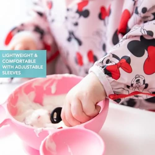 Bumkins Disney Minnie Mouse Classic Long Sleeve Bib 6-24 Months | Waterproof Fabric with Crumb Catcher thumbnail 4