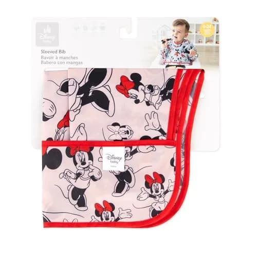 Bumkins Disney Minnie Mouse Classic Long Sleeve Bib 6-24 Months | Waterproof Fabric with Crumb Catcher thumbnail 6