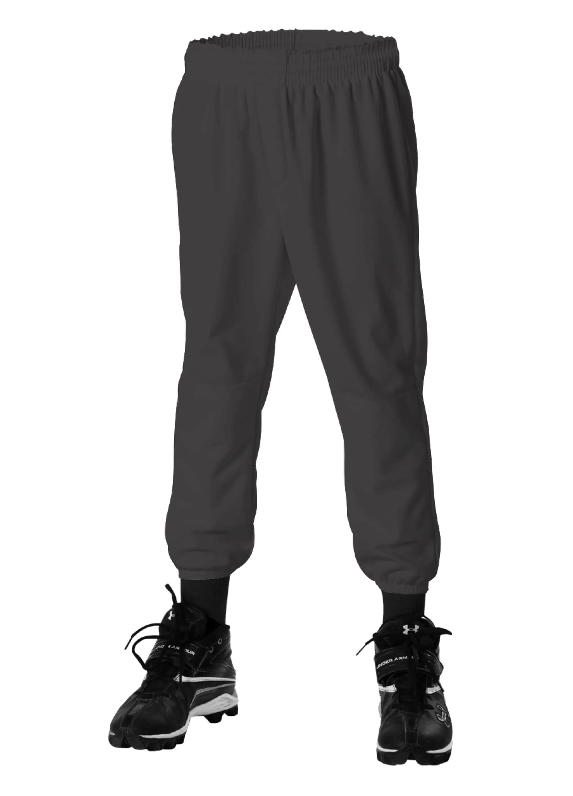 Alleson Athletic Mens Pull-On Baseball Pant, Black, Medium | Durable Polyester, Moisture-Wicking Fit