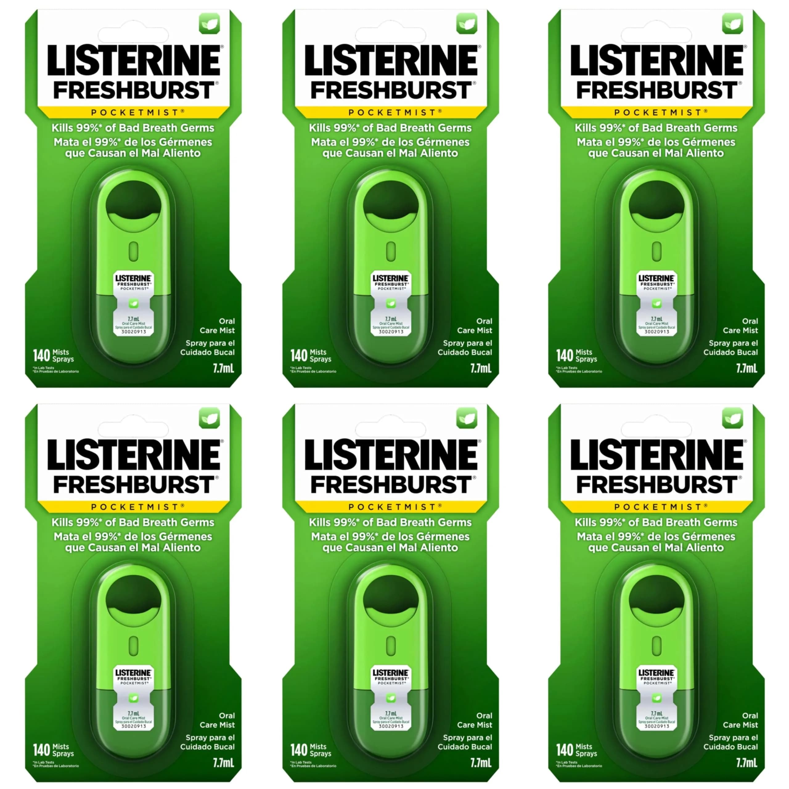 Listerine Freshburst Pocketmist Oral Care Mist 7.7mL (0.26 Fl Oz) | Kills 99% of Bad Breath Germs - main product image